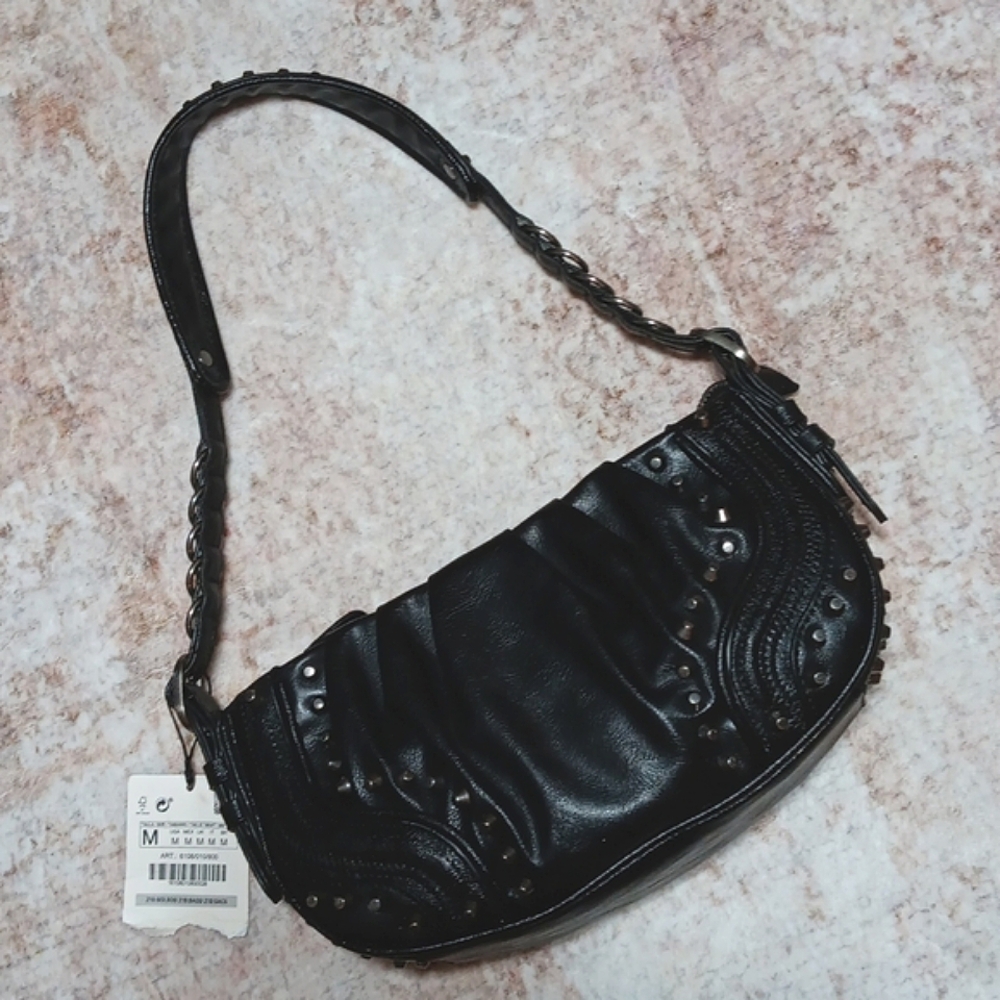 NEW Studded Black Shoulder Bag - Women - Picture 4 of 13